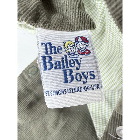 The Bailey Boys Reversible Overalls 3T 4T Fish Camp USA Green Courduroy - Picture 8 of 12